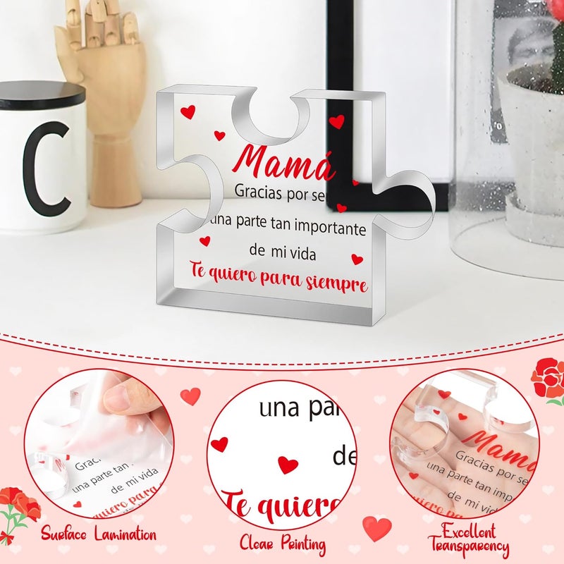 Yopyame Spanish Mom Birthday Gifts - Regalos para Mamá Decorative Acrylic Puzzle Plaque Keepsake Paperweights Gifts for Mom in Spanish Christmas Mothers Day Ideas Gifts for Mom from Daughter Son - Image 3